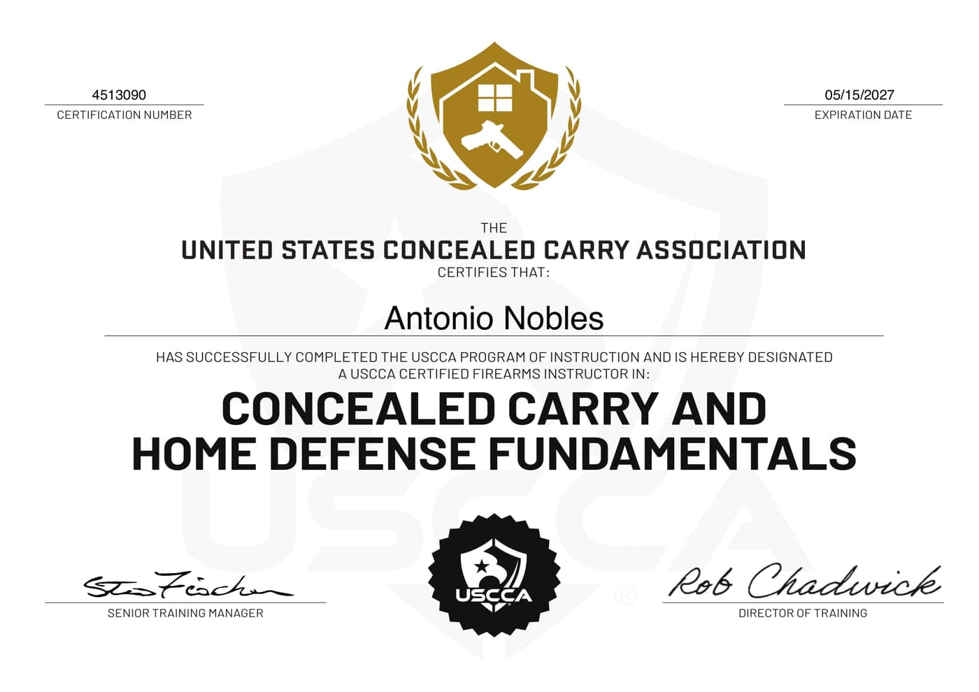 USCCA Certified Instructor